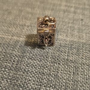 Vintage Silver Secret Keeper / Prayer Box Elegant Silver and Black Pendant